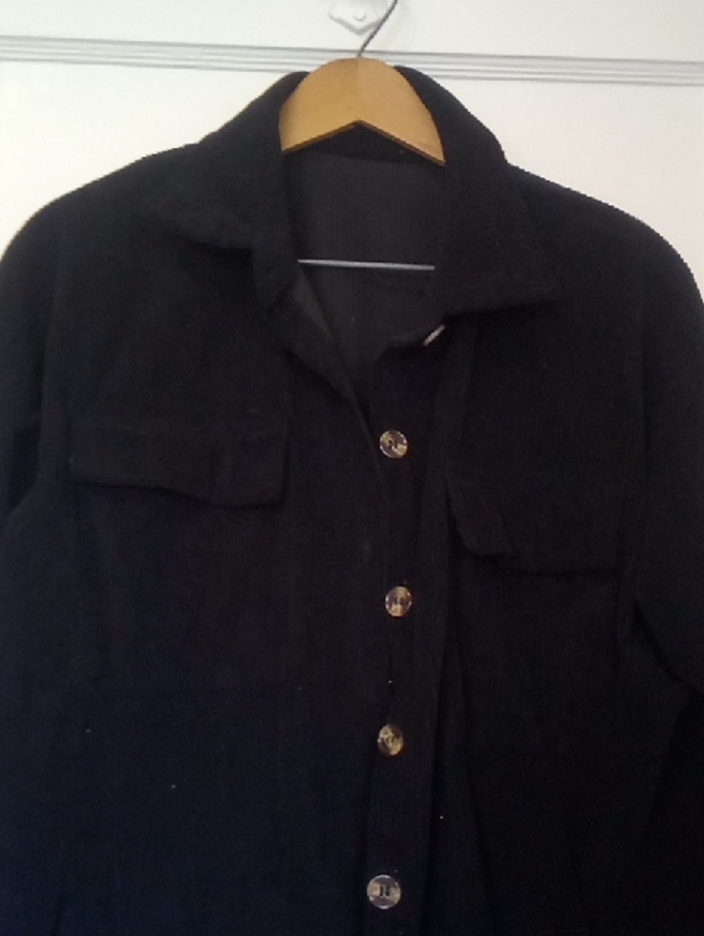 Amazon Corduroy Black Button Down Shacket Shirt Jacket Size M - Picture 3 of 5